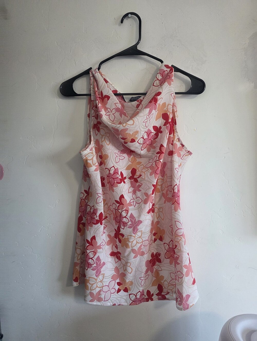 Karen Scott Pink Floral Cowl Neck Top